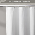 Awellife Farmhouse Shower Curtain For Bathroom Linen And Cotton Woven Fabric Country Rustic Style Shower Curtain Set (White & Grey, 72' L X 72' W)