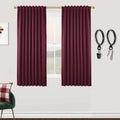 SHINELAND Wine Red Burgundy Curtains 63 Inch Length for Bedroom 2 Panels Winter Thermal Blackout Curtains for Kitchen