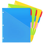 Wot I Durable 5-Tab Binder Dividers With Clear Pocket - 3 Sets, Reusable Plastic Dividers For 3 Ring Binder, 5 Vibrant Colors, T