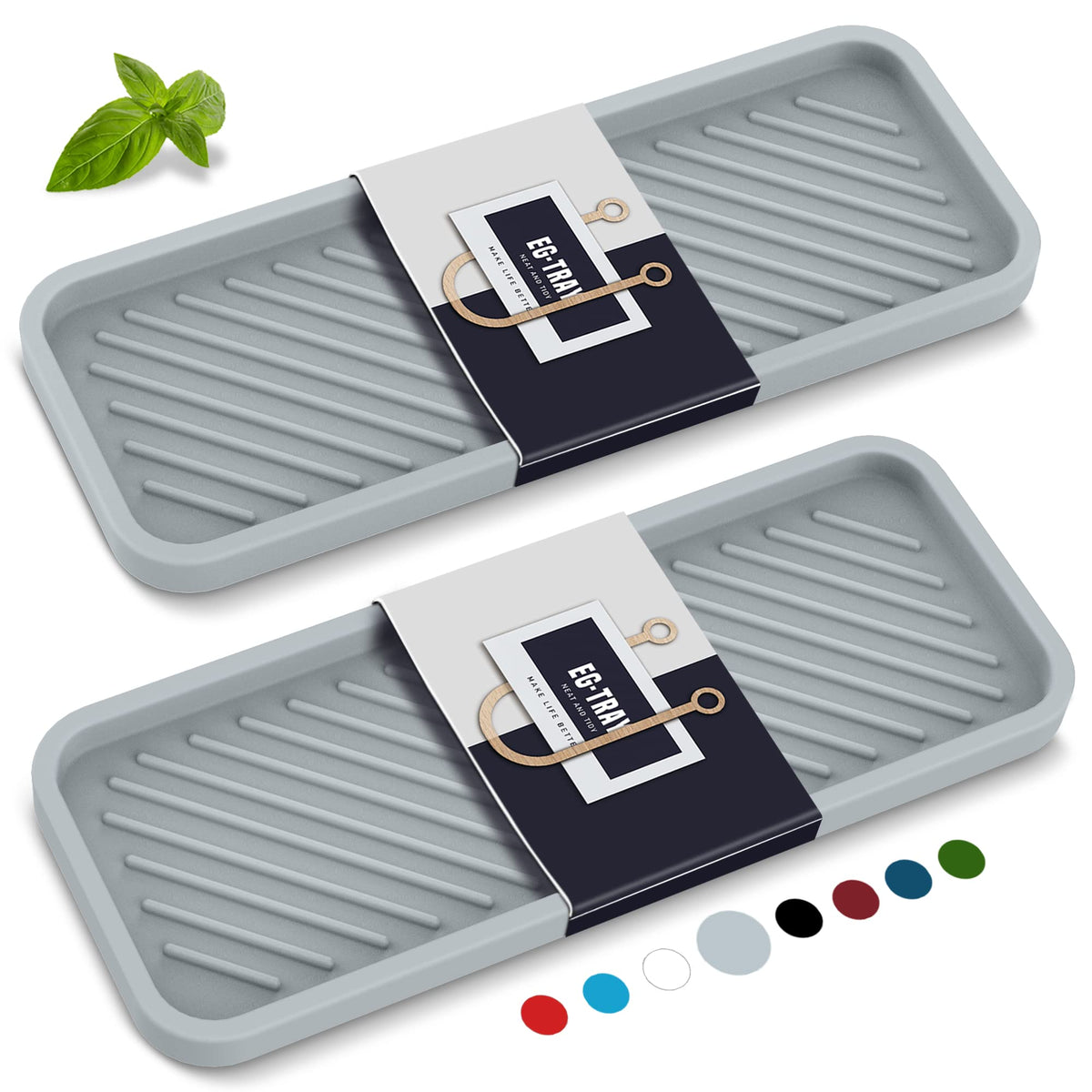 Eg-Sipro Kitchen Sink Organizer Tray,2 Pack Silicone Sponge Holder For Kitchen Sink Bathroom Counter Tray Silicone Soap Tray Hol
