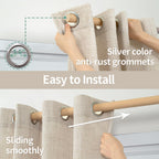 Quemas Short Linen Curtains 36 Inch Length For Bedroom Window Light Filtering, Thick Burlap Semi Sheer Non See Through Grommet L
