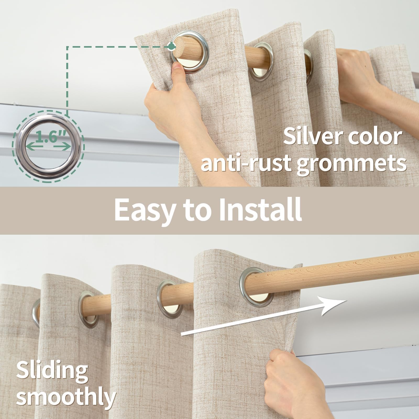 Quemas Short Linen Curtains 36 Inch Length For Bedroom Window Light Filtering, Thick Burlap Semi Sheer Non See Through Grommet L