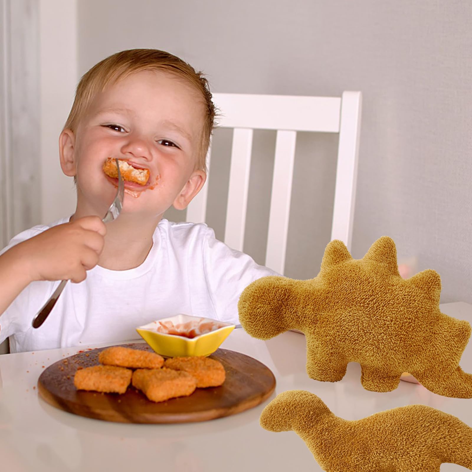 Isaacalyx 2 Pack Dino Nugget Pillow Plush, Soft Dinosaur Chicken Nuggets Pillow For Birthday Gifts, Dinosaur Theme Party Decorat