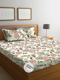 The Home Style Supersoft Glace Cotton Elastic Fitted All Around King Size Printed Double Bedsheet With 2 Pillow Cover & King Siz