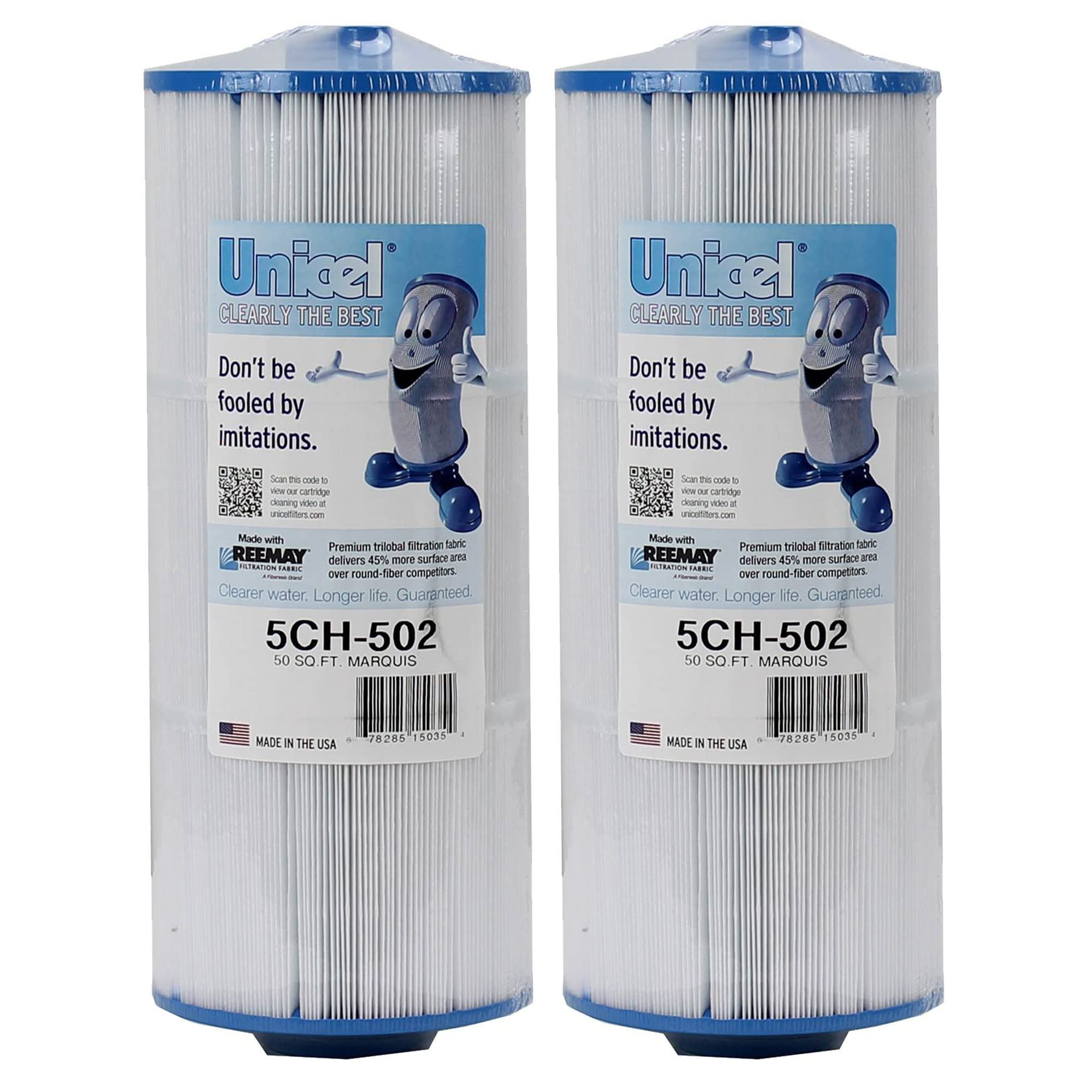 Unicel 5Ch-502 50 Square Foot Media Replacement Hot Tub Spa Filter Cartridge With 197 Pleats (2 Pack)