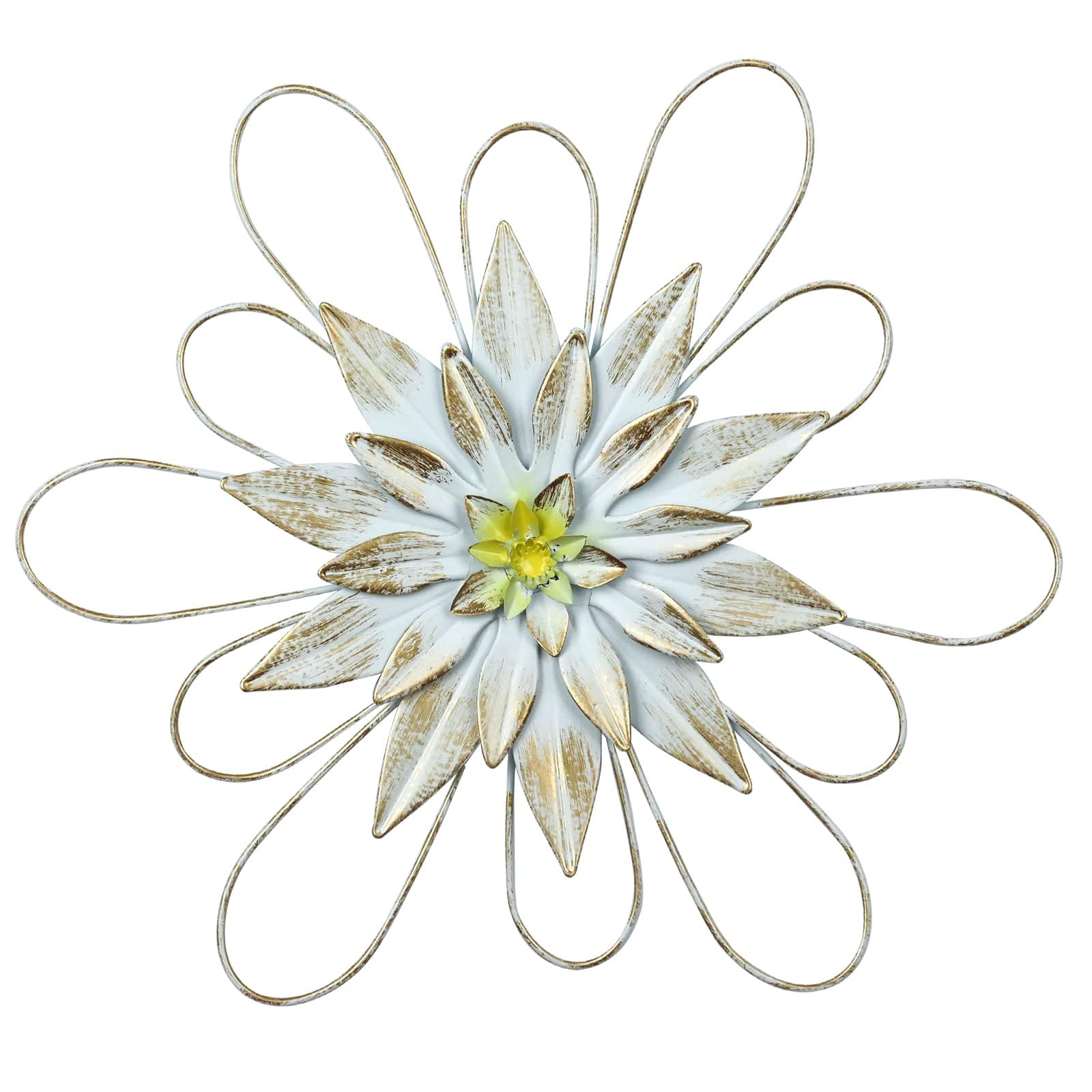 Yeahome Metal Flower Wall Decor,11 Inch Wall Art Decorations Rustic Home Decor Aesthetic For Bathroom, Bedroom, Living Room, Off