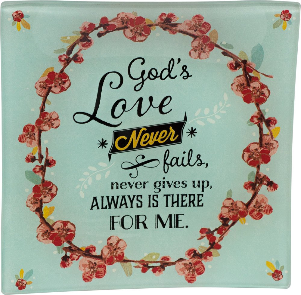 Carpentree Gods Love Glass Tray, 6 L by 6 H by 1 W