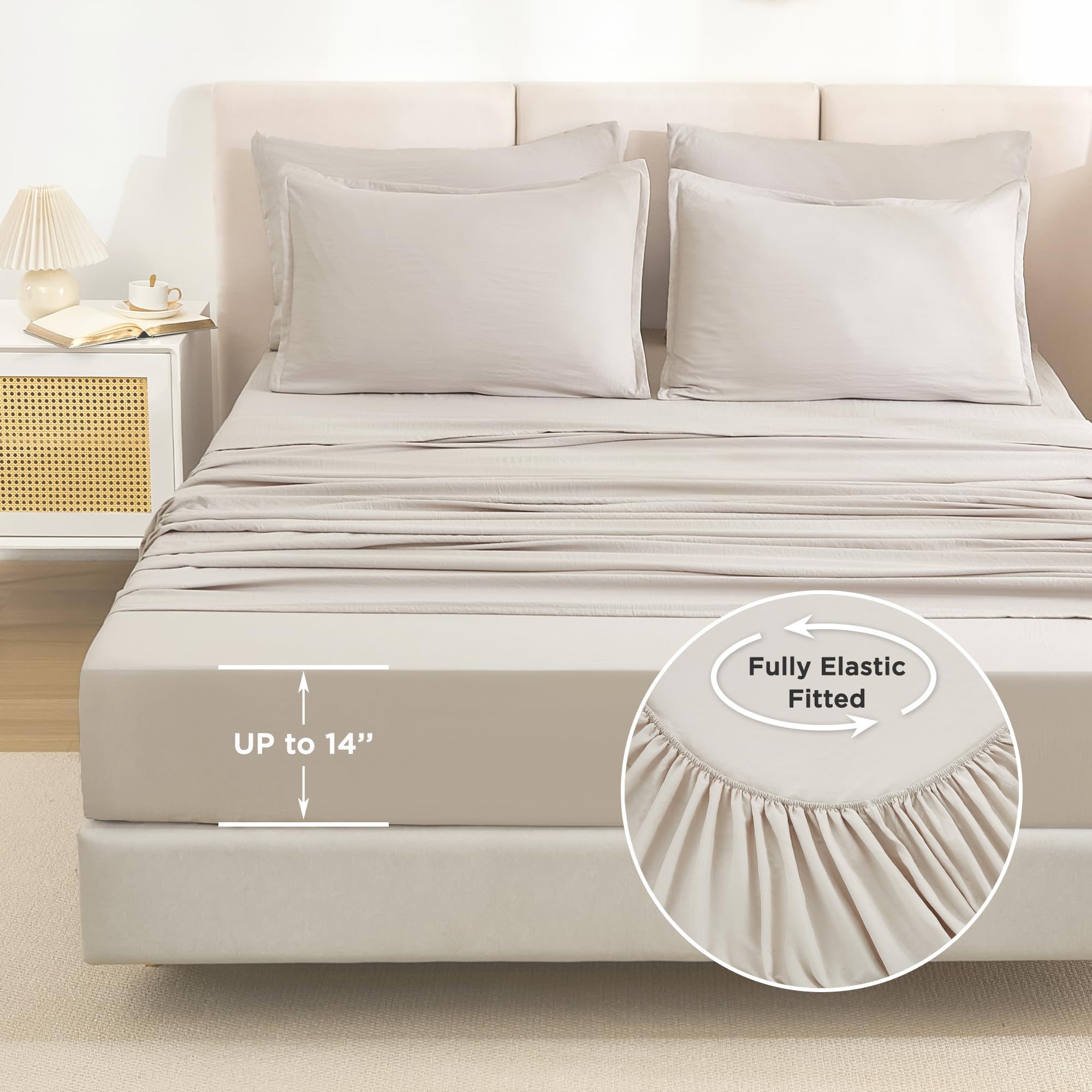 Litanika King Size Comforter Set Linen - 7 Pieces Bed In A Bag King Beddding Comforter Sets, Solid Lightweight Bed Set With Comf