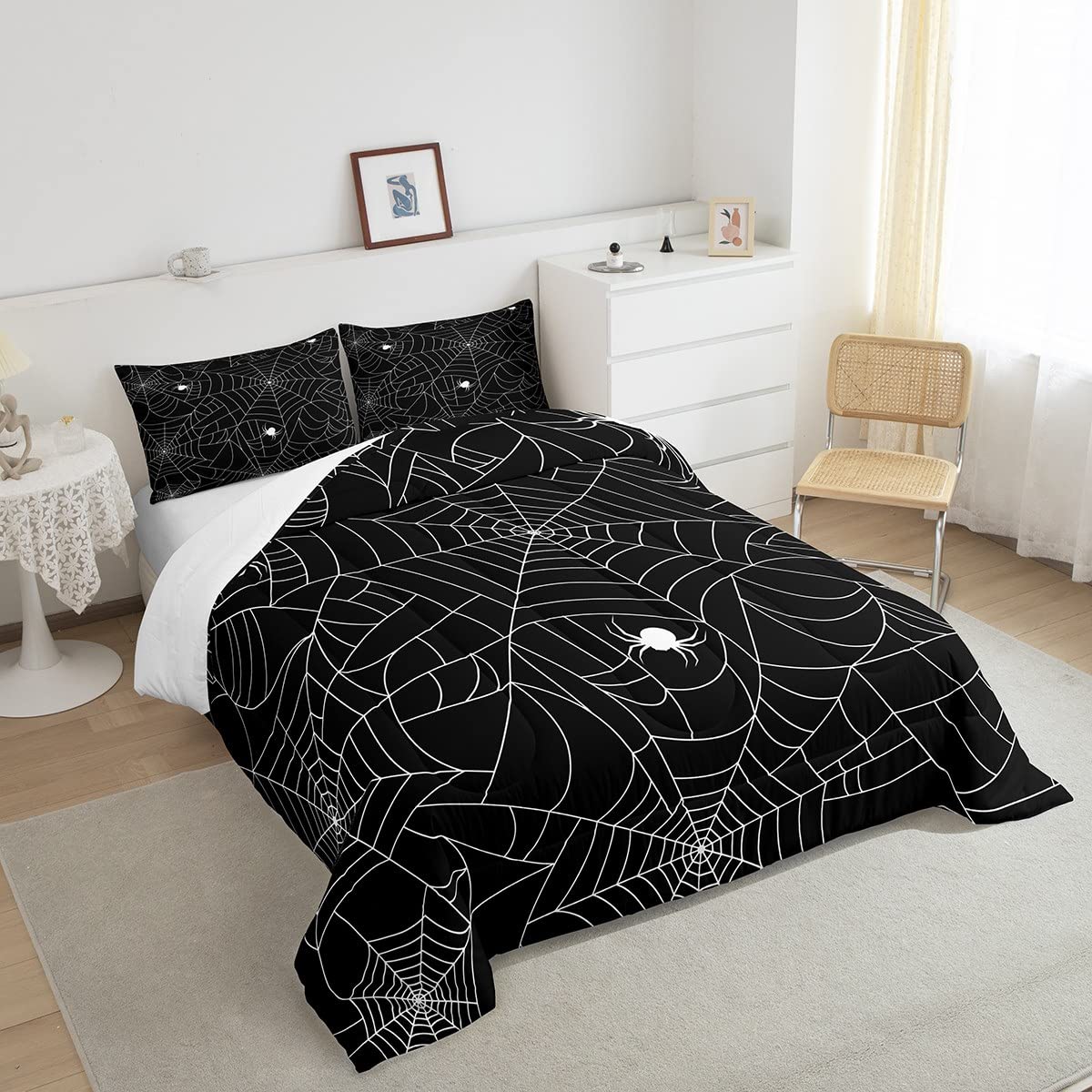 Boys Spider Web Printed Comforter Set For Kids Girls King Halloween Themed Comforter Decorative Scary Spider Bedding Sets Childr