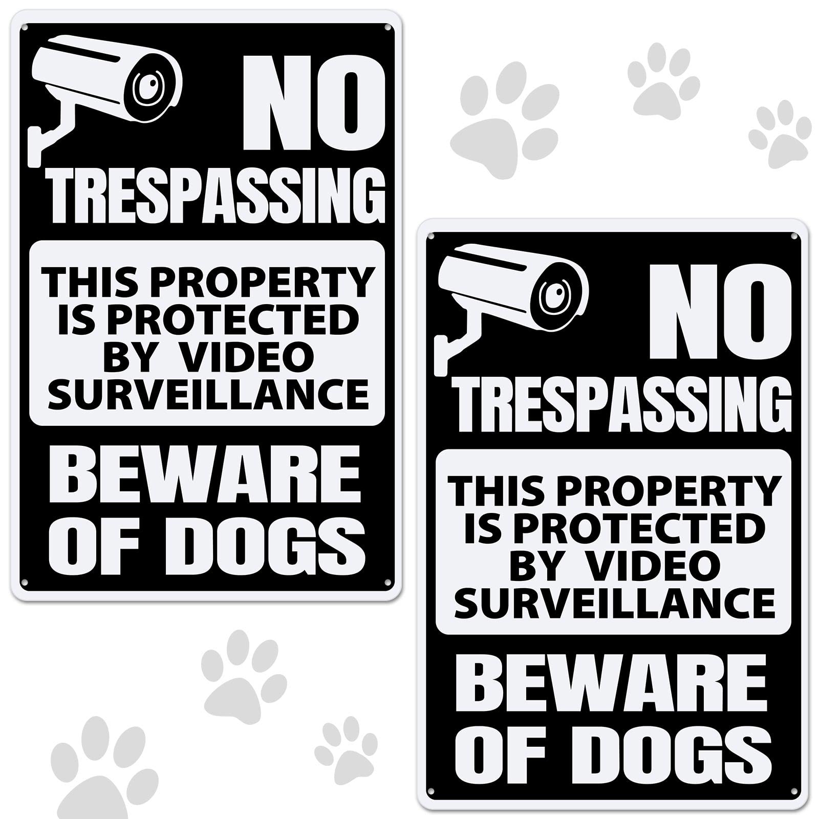 Loopeer 2 Pieces Beware Of Dog Sign For Fence No Trespassing Sign Funny Warning Decor Metal Rustproof Warning Signs Dog Warning