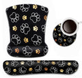 Keyboard Wrist Rest And Mouse Pad Wrist Support Set,Cute Dog Paw Prints Gold White Ergonomic Gel Mouse Pad,Easy Typing Pain Reli