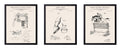 Poster Master 3-Piece Equestrian Blueprint - Riding Saddles Patent Print - Horse Boot and Training Apparatus Art - Sports Drawin