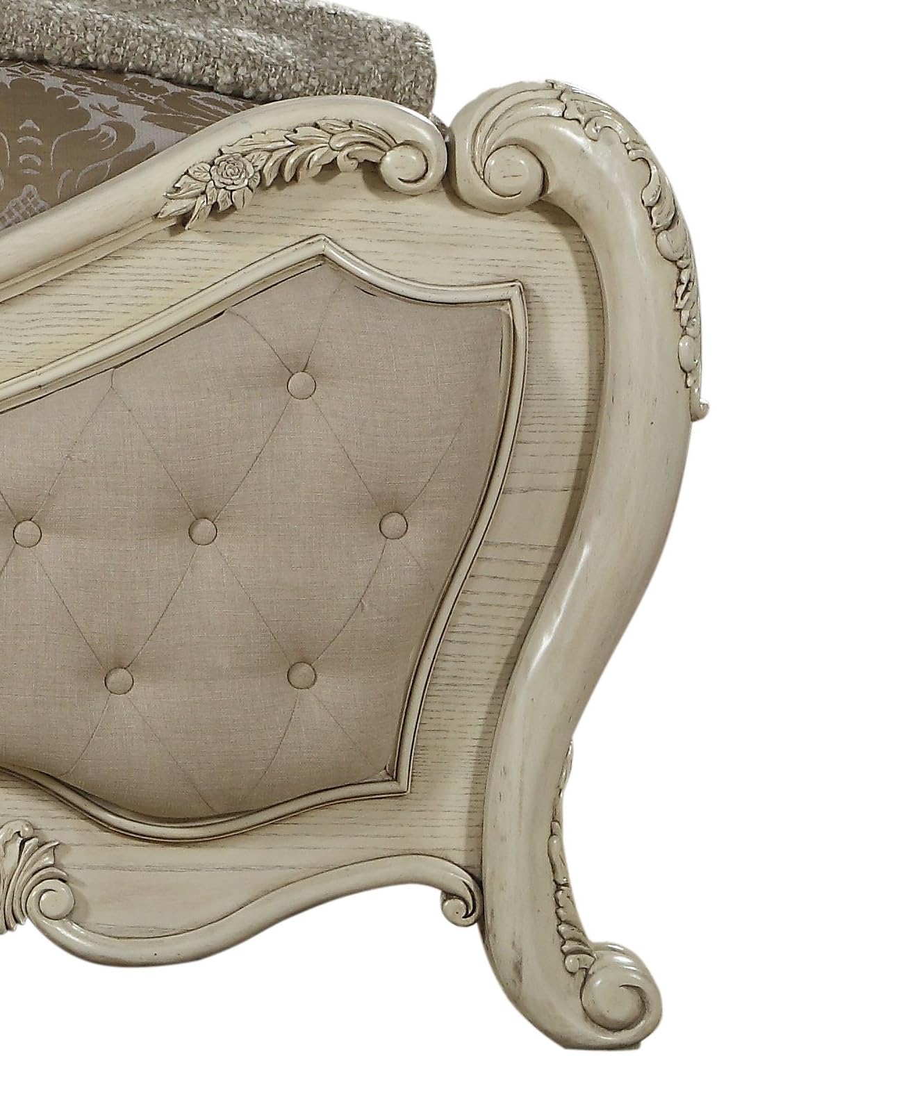 ACME Furniture Ragenardus Bed, Eastern King, Fabric/Antique White