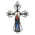 Stonebriar Decorative Scrolled Metal Cross Wall Sconce with Jesus LED Candle, Religious Gift Ideas for Friends and Family