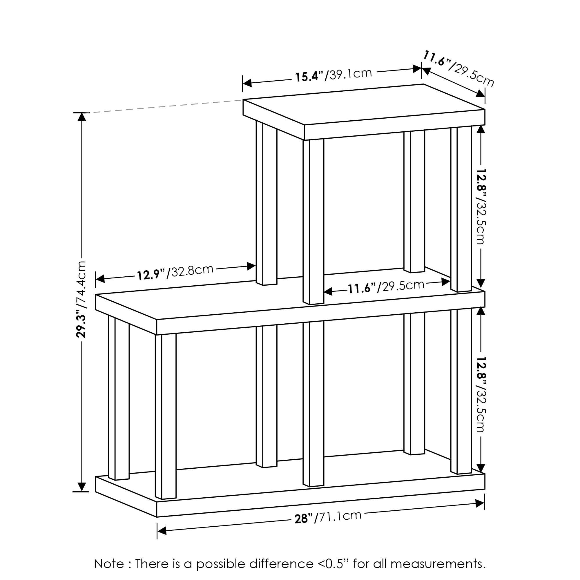 Furinno Turn-N-Tube No Tools 3-Cube Decorative Display Shelf, Americano/Black