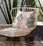 HomeRoots Peach Cream Black Broadcloth Peach Black Floral Indoor Outdoor Throw Pillow