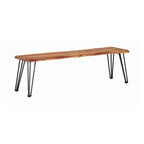 Coaster Furniture Sherman Modern Solid Wood Live Edge Dining Bench Metal Base Natural Acacia Gunmetal 190913