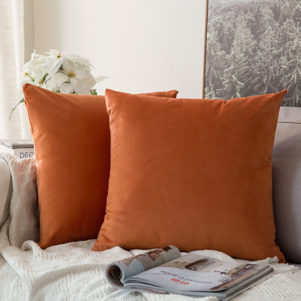 Miulee Pack Of 2 Velvet Soft Solid Decorative Square Throw Pillow Covers Set Cushion Case For Sofa Bedroom Car 16X16 Inch 40X40