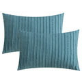 Jellymoni 2 Pack Grayish Blue Pillowcases Standard Size, Soft Microfiber Striped Tufted Pillow Covers With Envelope Closure (Pil