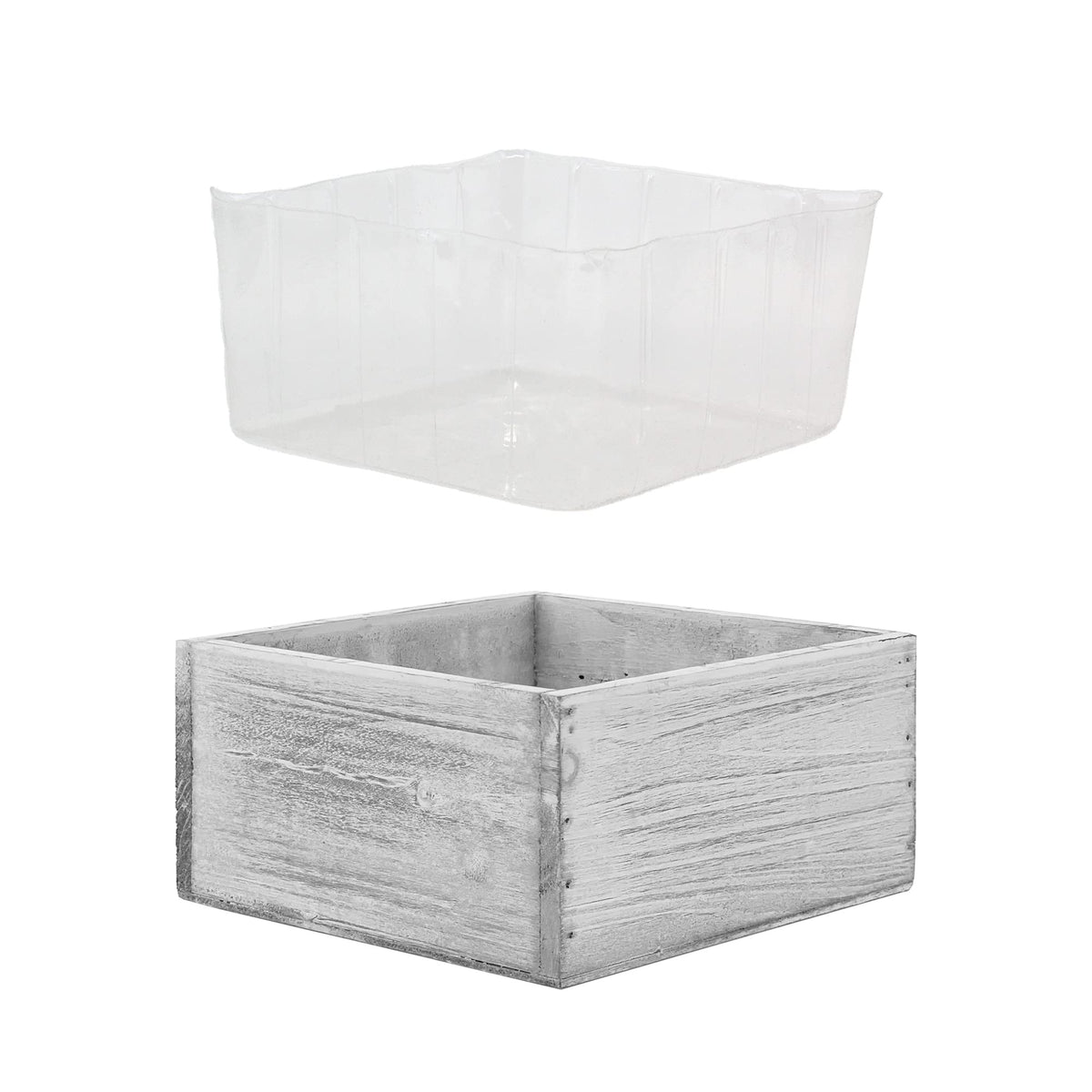 Cys Excel White Wood Square Planter Box With Removable Plastic Liner (H:4' Open:8'X8') | Multiple Size Choices Wooden Planter