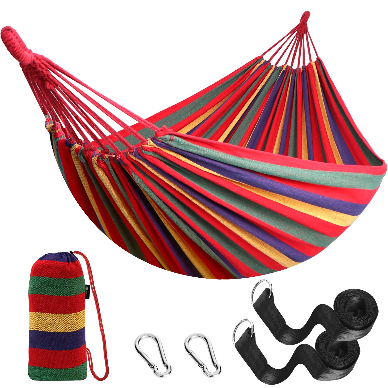 Anyoo Garden Cotton Hammock Comfortable Fabric Hammock With Tree Straps For Hanging Durable Hammock Up To 660Lbs Portable Hammoc