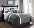 Chezmoi Collection 7-Piece Quilted Patchwork Comforter Set (California King, Gray/Charcoal/Blue)