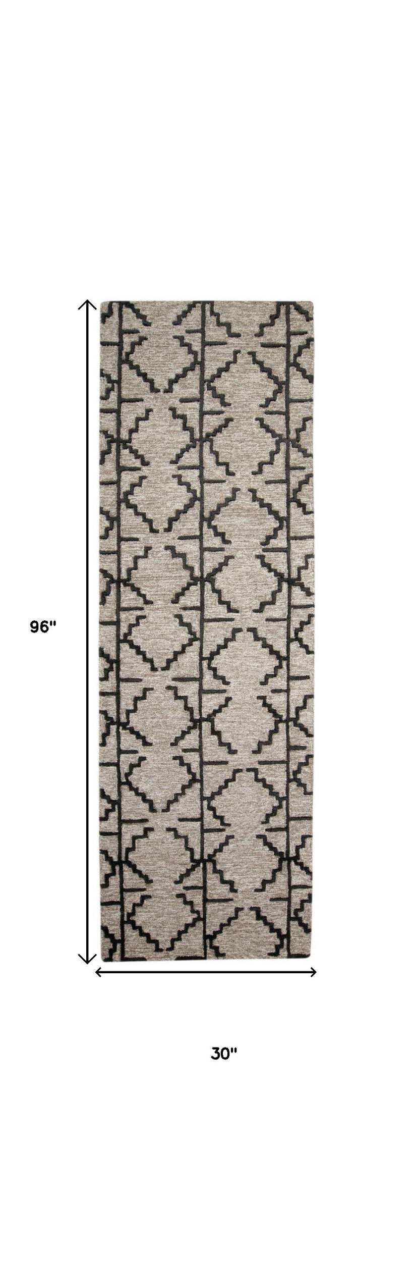 HomeRoots 511834 8 x 11 ft. Black Taupe & Gray Wool Geometric Hand Tufted Handmade Stain Resistant Rectangle Area Rug