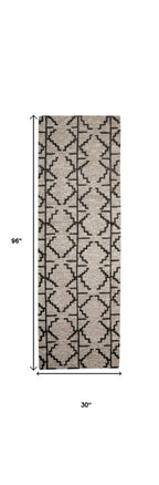 HomeRoots 511834 8 x 11 ft. Black Taupe & Gray Wool Geometric Hand Tufted Handmade Stain Resistant Rectangle Area Rug