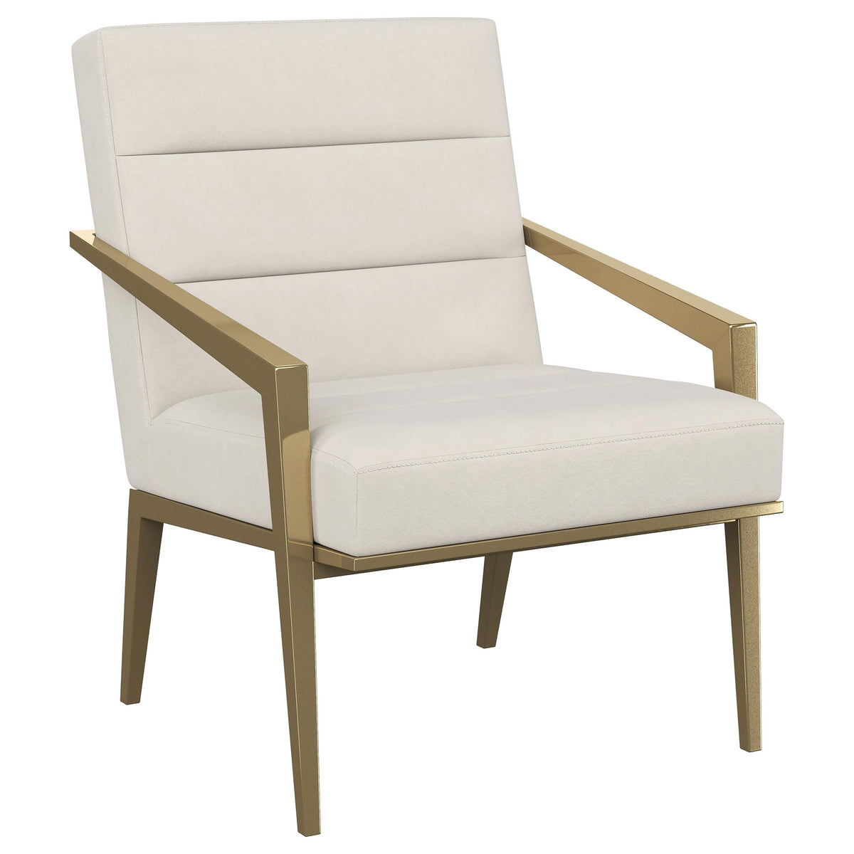 Coaster Home Furnishings Kirra Upholstered Accent Armchair with Metal Frame Cream and Gold