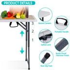 Zenstyle 4 Ft Adjustable Folding Table, Indoor Outdoor Portable Plastic Dining Card Table Utility Table For Camping Dining Event Party, White (48'X24', Rectangular)