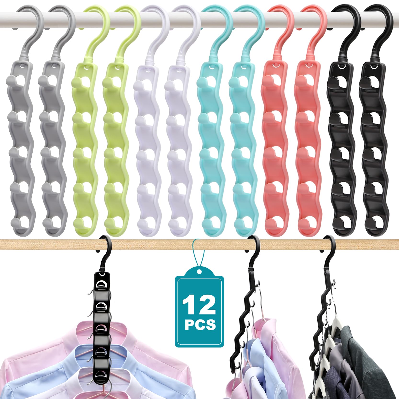 Closet Organizers And Storage,Upgraded Organization And Storage Clothes Hanger,12 Pack College Dorm Room Essentials,Sturdy Close