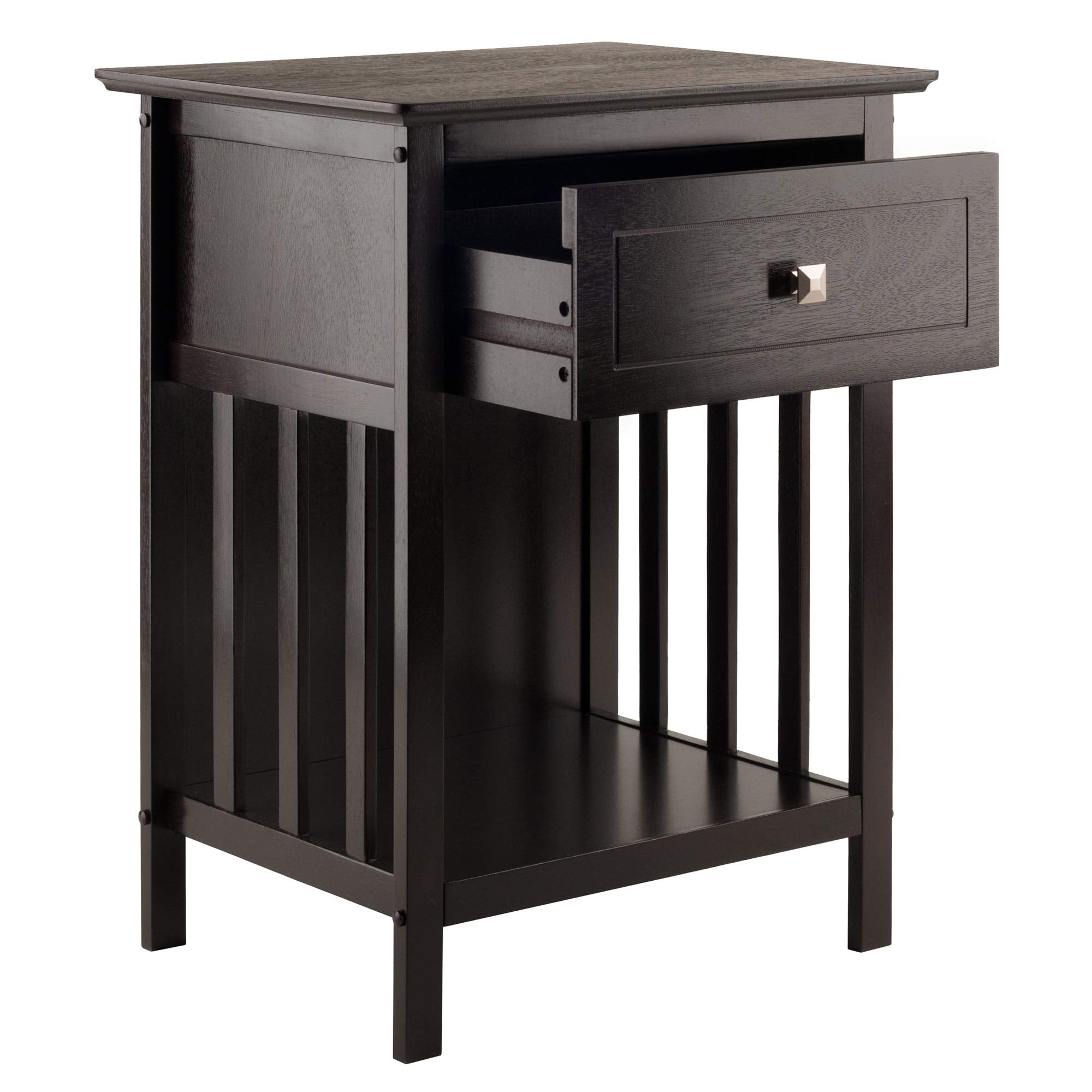 Ergode Claire Curved Nightstand - White | Versatile Bedroom Accent Table | Pull-Out Drawer & Bottom Shelf | (23117-VV)