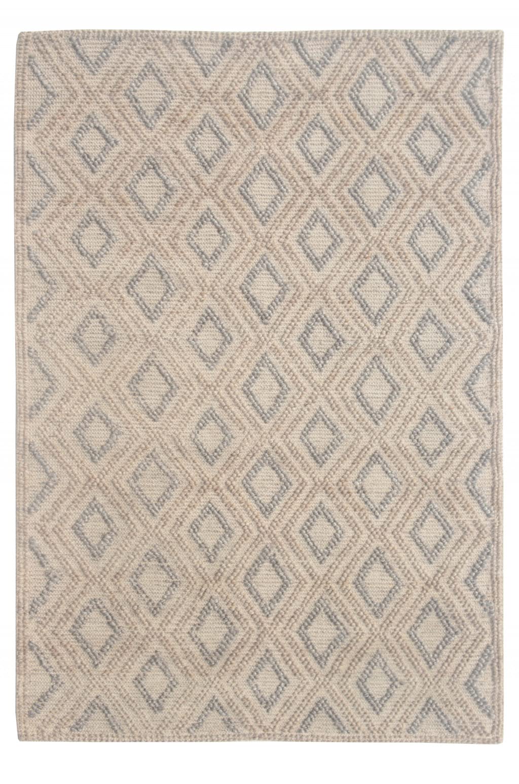 HomeRoots Natural/Grey PET Yarn 6’ x 9’ Tan Gray Diamond Lattice Modern Area Rug