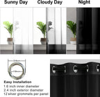 Hiasan Black Sheer Curtains For Bedroom With Tiebacks, Grommet Light Filtering Extra Wide Voile Texture Window Curtains For Living Room, Kids' Room And Nursery, W70 X L84, 2 Soft Drape Panels