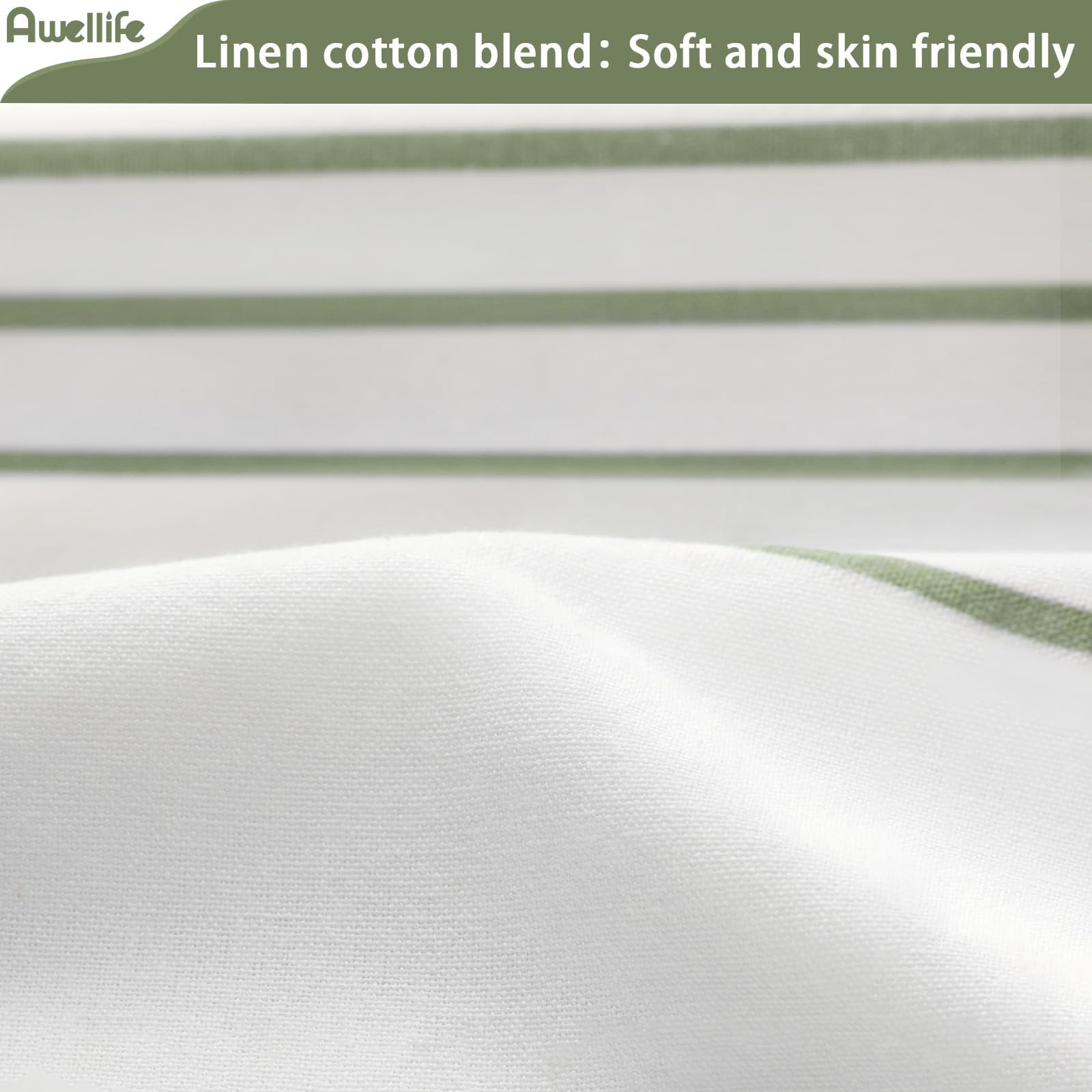 Awellife Sage Green Shower Curtain For Bathroom Stripe Tassel Shower Curtain 60 X 72 Inches Farmhouse Linen Stall