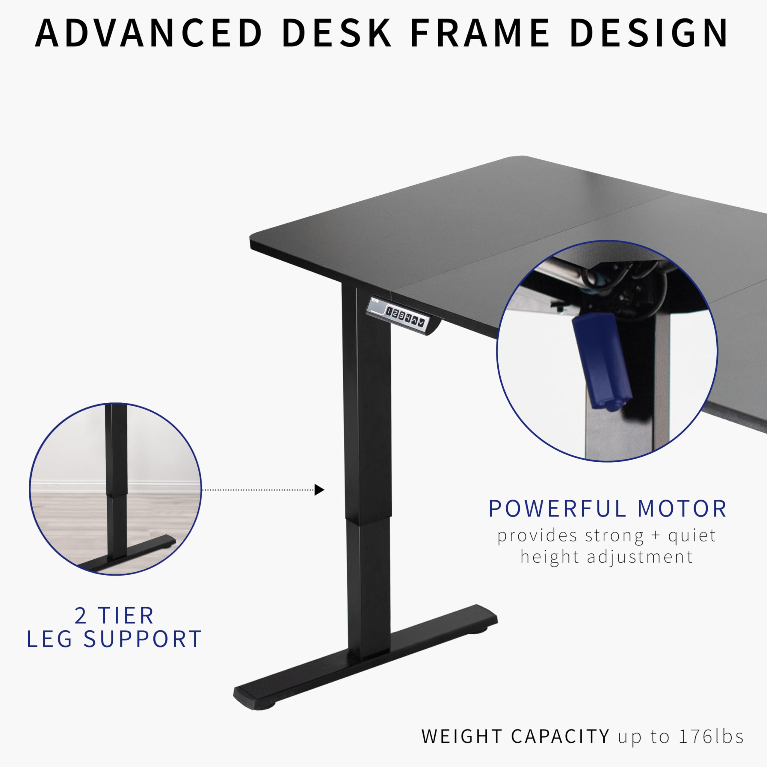 Vivo Electric 71 X 30 Inch Standing Desk Workstation, Memory Controller Height Adjustment, 1B Series, Dark Gray Top Black Frame, Desk-Kit-1B7G