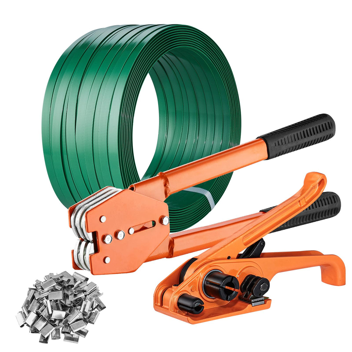 VEVOR Banding Strapping Kit with Strapping Tensioner Tool, Banding Sealer Tool, 1000 ft Length PET Band, 300 Metal Seals, Pallet