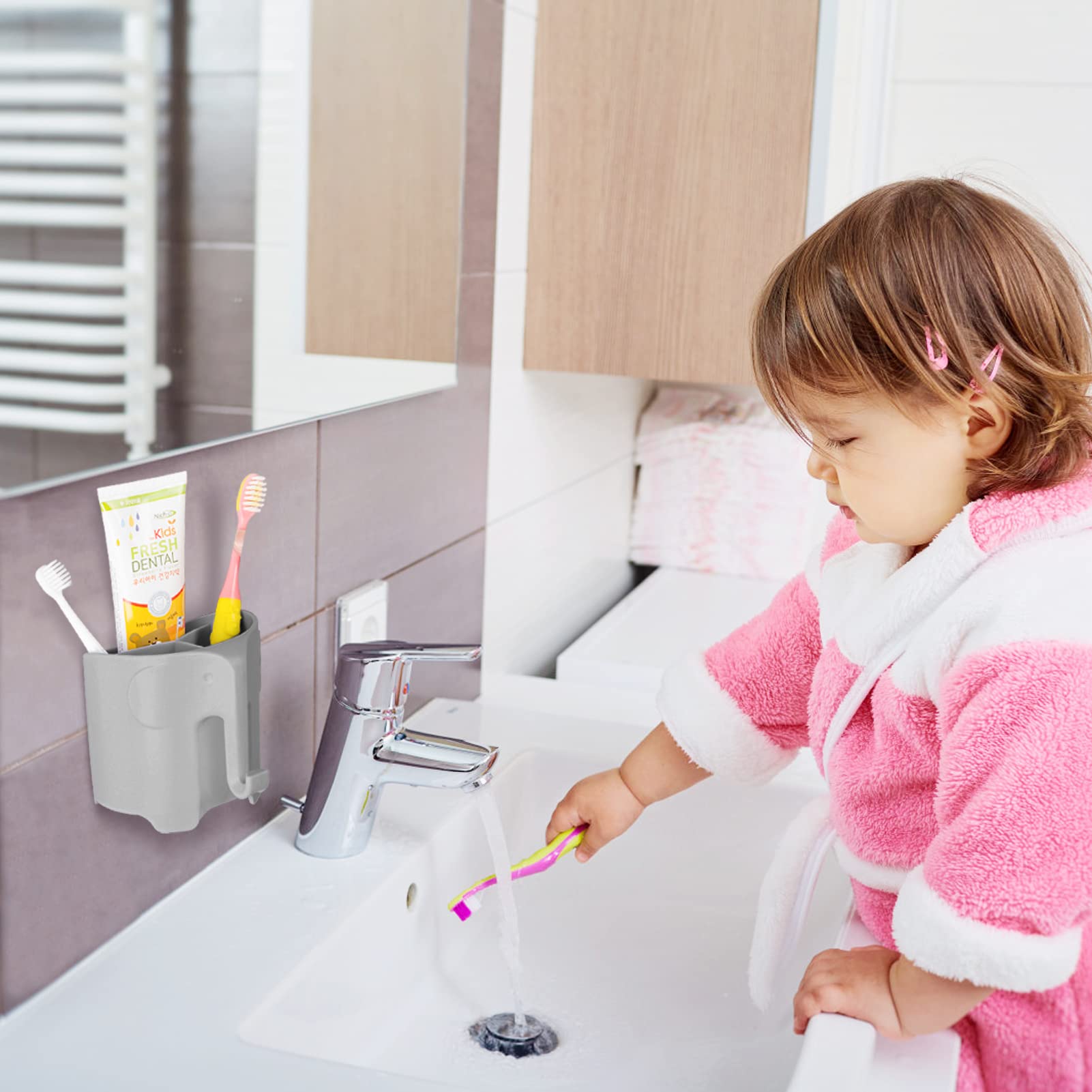 Ryanlemon Elephant Toothbrush Holder For Kids And Toddler, Suction Cup Toddler Toothbrush Holder, Cute Baby Toothbrush Holder Wi