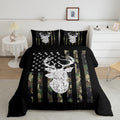 Deer Camo Comforter Set Queen Antlers Hunting Camo Bedding Sets For Teen Boys Men Camouflage American Flag Bed Comforter Set ,We