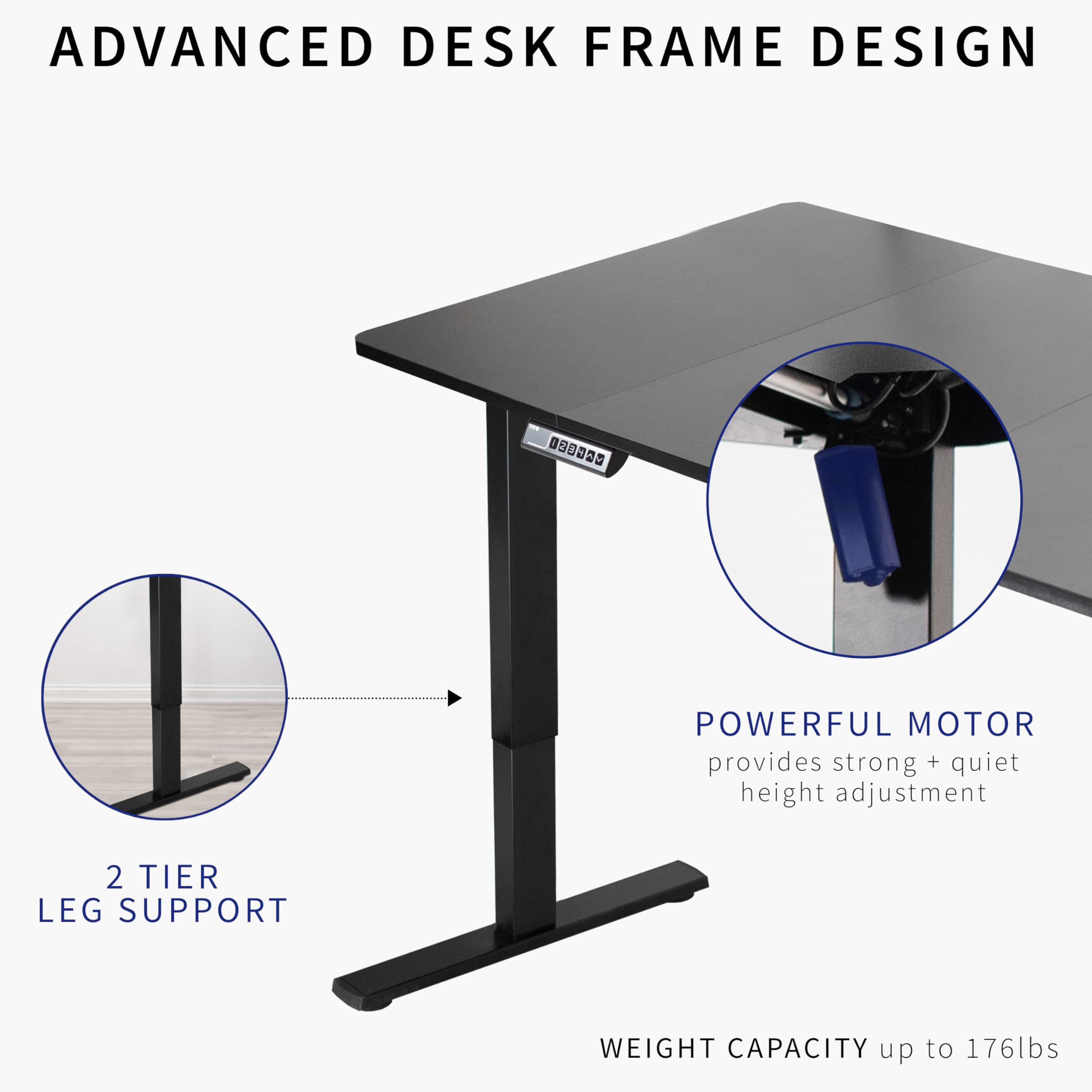Vivo Electric 71 X 36 Inch Standing Desk Workstation, Memory Controller Height Adjustment, 1B Series, Dark Gray Top White Frame, Desk-Kit-1W7G-36
