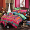 Omelas Bohemian Queen Duvet Cover Set Colorful Boho Floral Bedding Super Soft Microfiber Duvets Cover Queen Size Zipper Closure