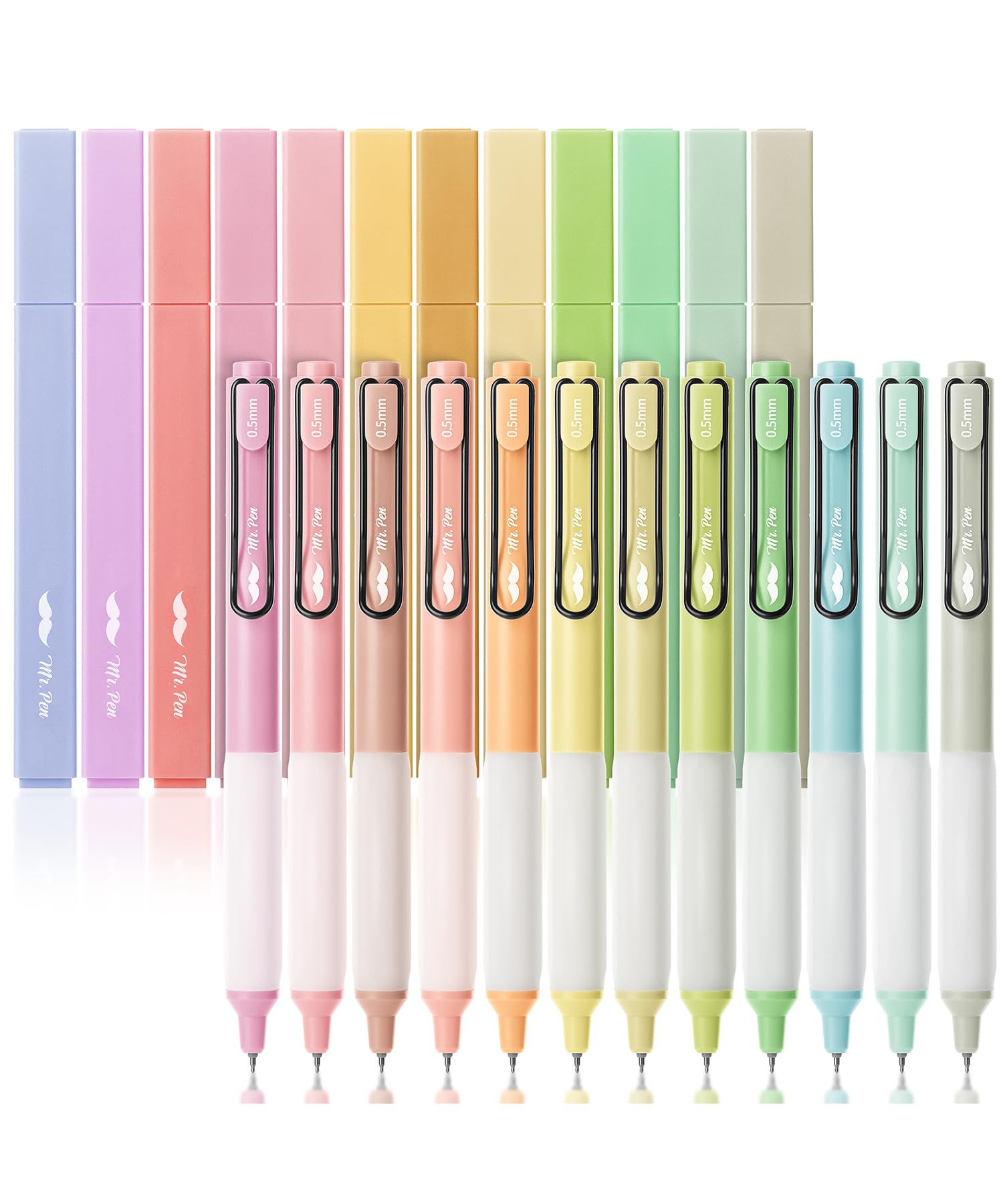 Mr. Pen- Aesthetic Highlighters And Gel Pens, 24 Pack, Assorted Color Bible Highlighters No Bleed, Black Ink Gel Pens, Highlight