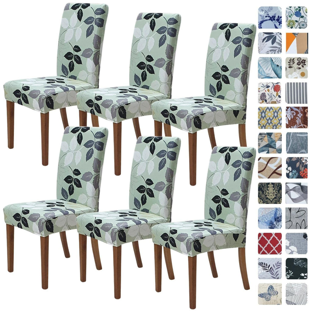 Springrico Green Chair Covers For Dining Room 6 Pack, Stretch Dining Chair Cover, Washable Spandex Kitchen Parsons Chair Slipcov