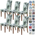 Springrico Green Chair Covers For Dining Room 6 Pack, Stretch Dining Chair Cover, Washable Spandex Kitchen Parsons Chair Slipcov