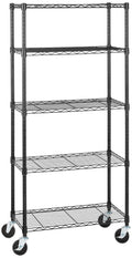 Amazon Basics 5-Shelf Adjustable, Heavy Duty Storage Shelving Unit on 4 Wheel Casters, Metal Organizer Wire Rack, 30 L x 14 W 