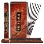 Amber Sandal Incense Sticks and Incense Stick Holder Bundle Insence Insense Hem Incense Sticks