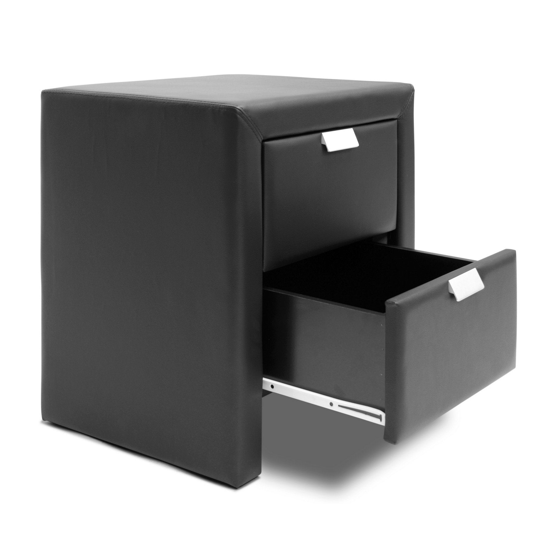 Baxton Studio Frey Upholstered Modern Nightstand, Black