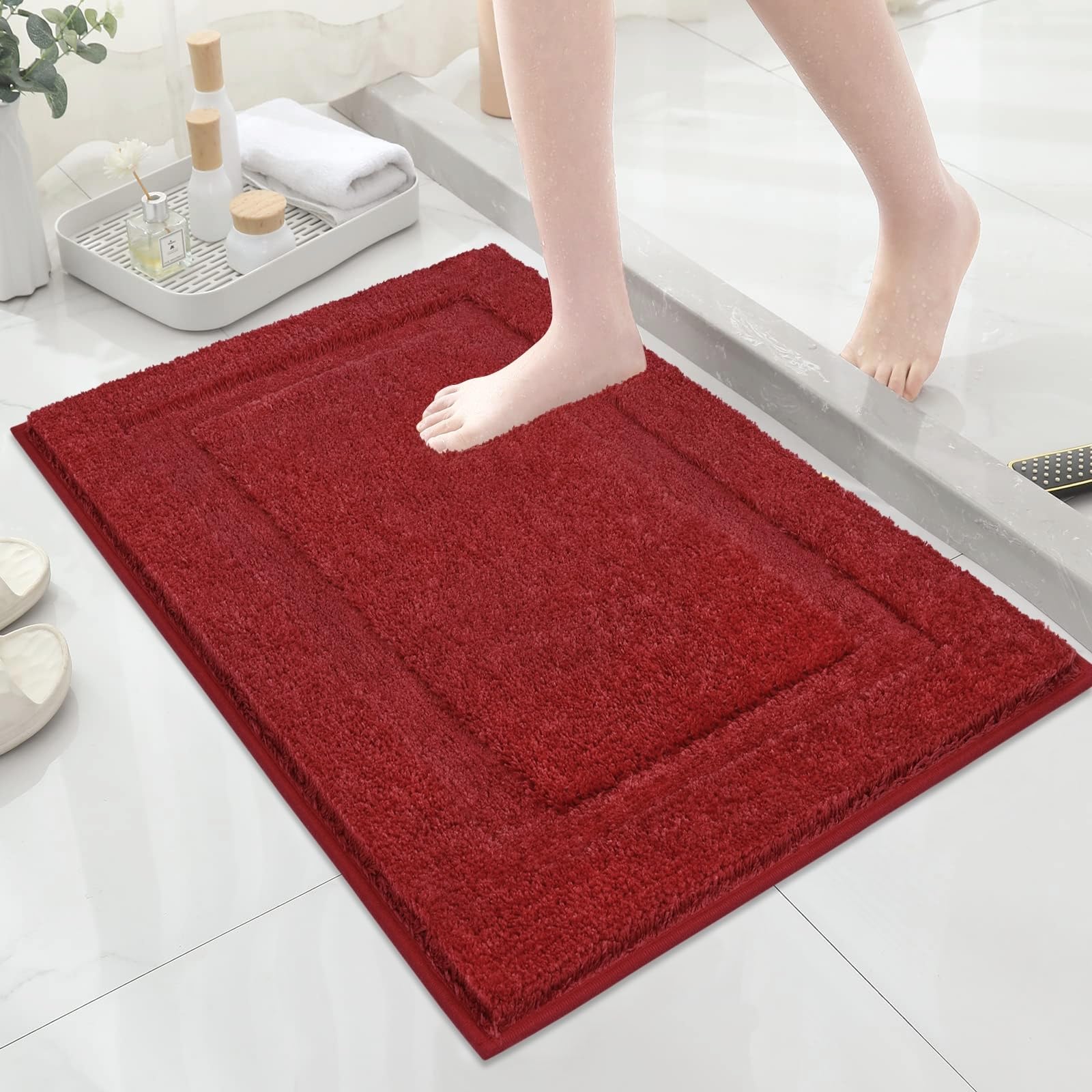 SHACOS Super Soft Small Bathroom Rugs 16x24 inch Microfiber Bath Rugs Non Slip Washable Bath Mats Absorbent Bathroom Mats for Ba