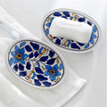 LOOKS FIRST Hand Painted Flower Design Ceramic Soap Dish Tray | Soap Holder | Soap Case Holder, Use In The Bathrooms Or Kitchen,