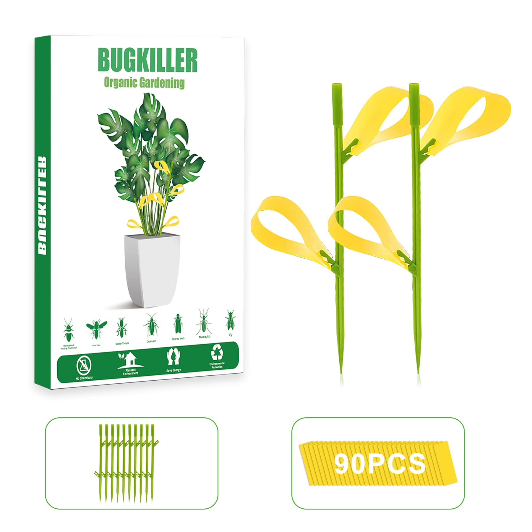 90Pcs Yellow Sticky Traps For Indoors/Outdoor Gnat Traps For Plants Fungus Gnats Sticky Traps For Whiteflies Mosquitoes Fruitfli